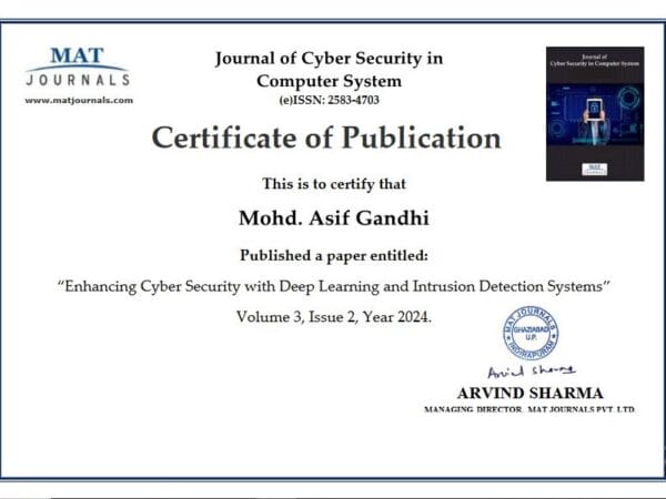Dr Mohd Asif Gandhi-Paper published-Enhancing Cyber Security